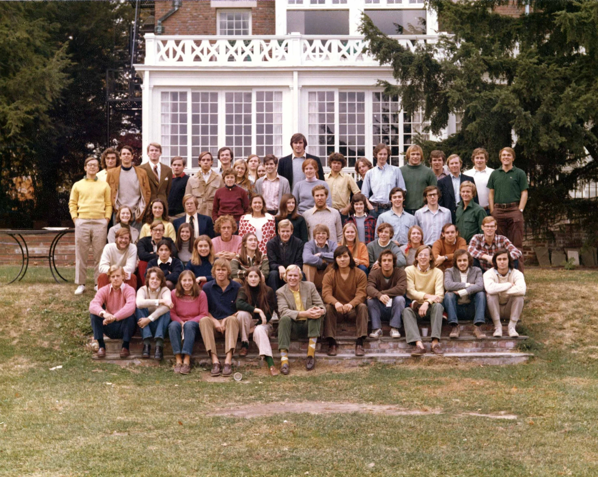 Cap and Gown members in the club's backyard, 1974