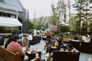 The granite-topped bar in the Cap taproom